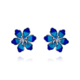 Silver Enameled Flower Earrings - fareastjewelry