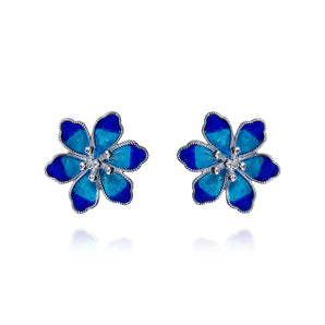 Silver Enameled Flower Earrings - fareastjewelry