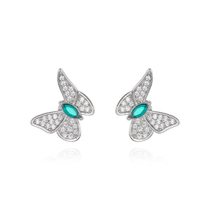 Green Crystal Butterfly Earrings - fareastjewelry