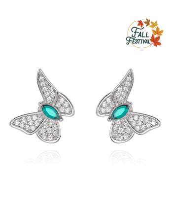 Handmade Earrings,Silver&Crystal,Dream Butterfly series - fareastjewelry