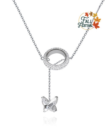 Handmade Necklace,Silver&Crystal,Butterfly series - fareastjewelry