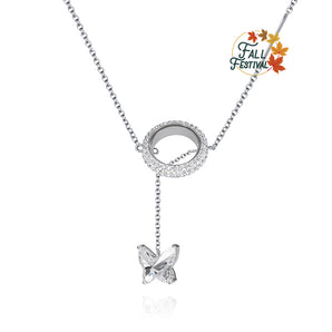 Handmade Necklace,Silver&Crystal,Butterfly series - fareastjewelry