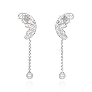 Wings Butterfly Shadow Handmade Earrings,Silver