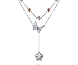 Multiple Layers Butterfly Crystal Necklace - fareastjewelry