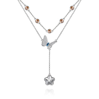 Multiple Layers Butterfly Crystal Necklace - fareastjewelry