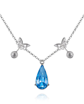 Handmade Necklace, Silver&Crystal,Lake Tears series - fareastjewelry