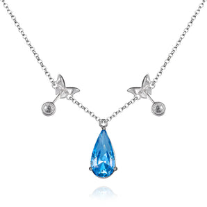 Handmade Necklace, Silver&Crystal,Lake Tears series - fareastjewelry