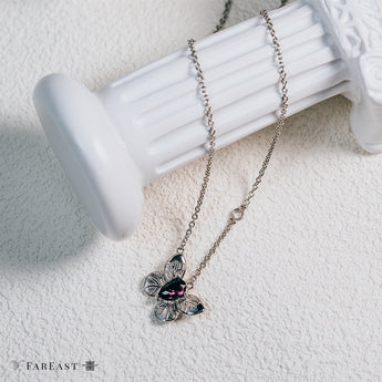 Silver Burgundy Crystal Necklace - fareastjewelry