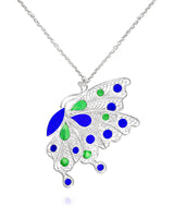 Handmade Necklace,Silver&Enamel,Butterfly Dance series - fareastjewelry
