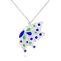Handmade Necklace,Silver&Enamel,Butterfly Dance series - fareastjewelry