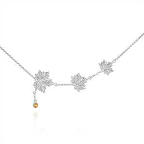 ハンドメイドネックレス、シルバー＆クリスタル、秋のメロディーシリーズ