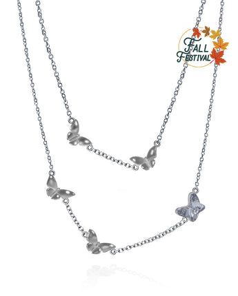 Handmade Necklace,Silver&Crystal,Dream Butterfly Shadow series - fareastjewelry