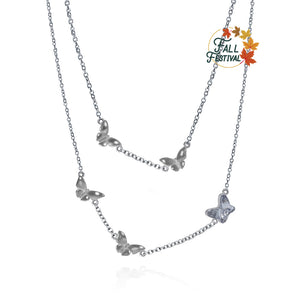 Handmade Necklace,Silver&Crystal,Dream Butterfly Shadow series - fareastjewelry