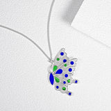 FarEastJewelry,Enamel Butterfly Handmade Necklace,Silver&Enamel