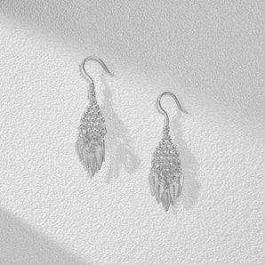 Wind Trace Leaf Shadow Handmade Earrings,Silver