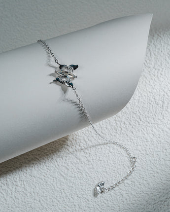 FarEast Jewelry,Handmade Bracelet,Silver&Crystal,Gathering Light Butterfly series