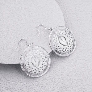 Wisdom Drum Rhythm Handmade Earrings,Silver