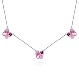 Silver Pink Crystal Necklace - fareastjewelry