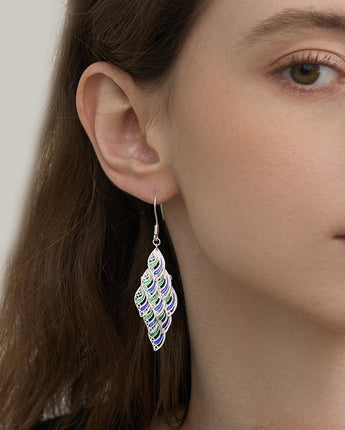 Fareastjewelry,Handmade Earrings,Silver&Enamel,Bamboo Leaves series
