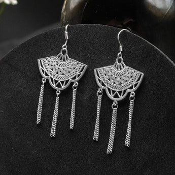 Fareastjewelry,Handmade Earrings,Silver,Fan Dance series