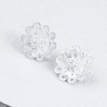 Fareastjewelry,Handmade Earrings,Silver,Flowers series