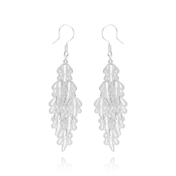 Fareastjewelry,Handmade Earrings ,Silver,Leaf Shadow series