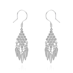 Fareastjewelry,Handmade Earrings,Silver,Leaf Shadow series