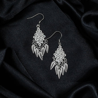 Fareastjewelry,Handmade Earrings,Silver,Leaf Shadow series