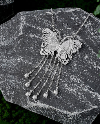 Fareastjewelry,Handmade Necklace, Silver,Butterfly Shadow series