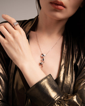 Fareastjewelry,Handmade Necklace ,Silver&Crystal,Butterfly series