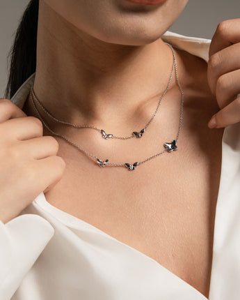 Fareastjewelry,Handmade Necklace,Silver&Crystal,Dream Butterfly Shadow series
