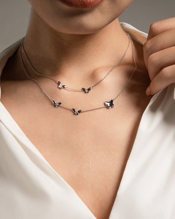 Fareastjewelry,Handmade Necklace,Silver&Crystal,Dream Butterfly Shadow series