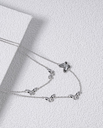 Fareastjewelry,Handmade Necklace,Silver&Crystal,Dream Butterfly Shadow series
