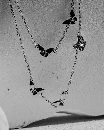 Fareastjewelry,Handmade Necklace,Silver&Crystal,Dream Butterfly Shadow series