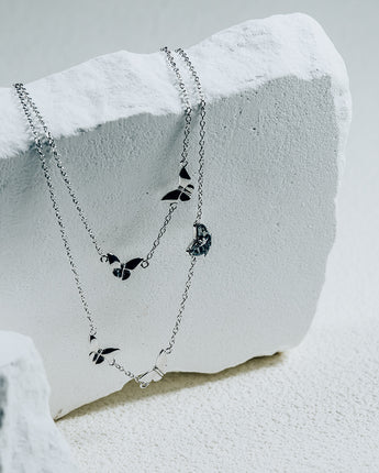 Fareastjewelry,Handmade Necklace,Silver&Crystal,Dream Butterfly Shadow series