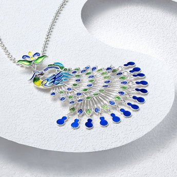 Fareastjewelry,Handmade Necklace,Silver&Enamel,Phoenix series