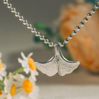 Fareastjewelry,Handmade Necklace,Silver,Ginkgo Eternal series