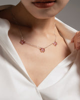 Fareastjewelry,Handmade Necklace,Silver&Pink Crystal,Crystal Butterfly series