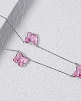 Fareastjewelry,Handmade Necklace,Silver&Pink Crystal,Crystal Butterfly series