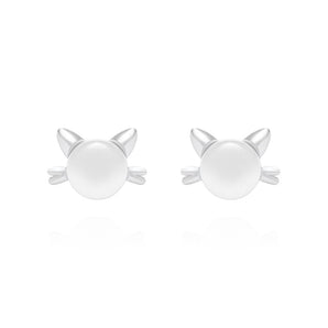 Silver Earrings Playful Cat