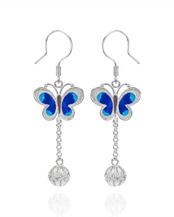 Handmade Earrings,Silver&Enamel, Butterfly series
