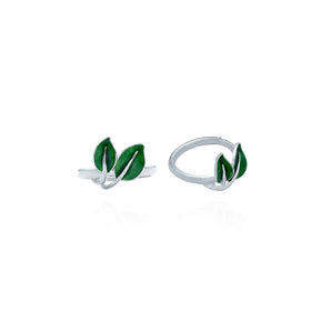 Handmade Ring, Silver&Enamel,Bamboo Leaves series