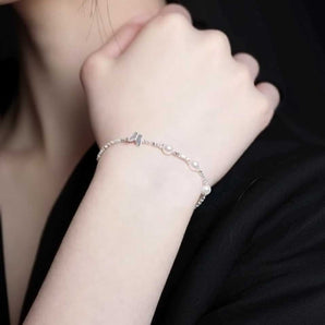 Handmade，Silver Pearl Butterfly Bracelet，Dream series