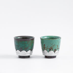 Kiln-transformed Glaze Colors,Lotus,999 Gilt Silver Cups