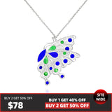 fareastjewelry,Enamel Butterfly Handmade Necklace,Silver&Enamel