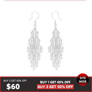 fareastjewelry,Handmade Earrings ,Silver,Leaf Shadow series02