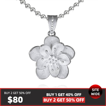 fareastjewelry，Handmade Necklace,Silver,Pure Lotus series01