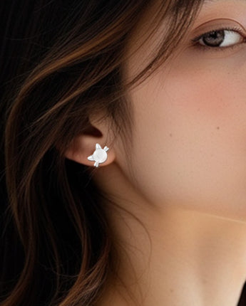 fareastjewelry Silver Earrings Playful Cat