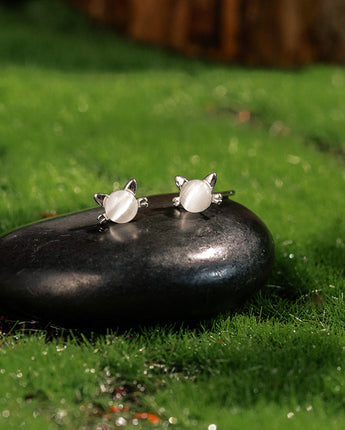 fareastjewelry Silver Earrings Playful Cat
