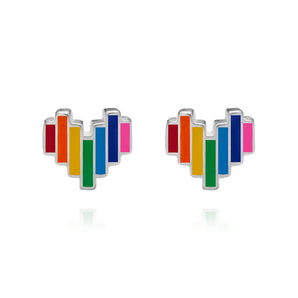 fareastjewelry Silver Earrings Rainbow Heart